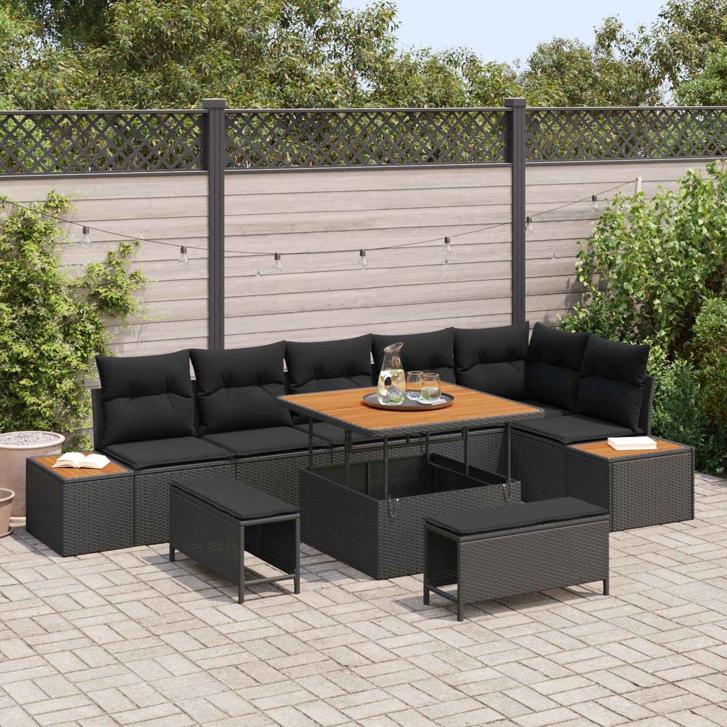 Tuinbankenset Met Kussen 9 Pcs En Crème