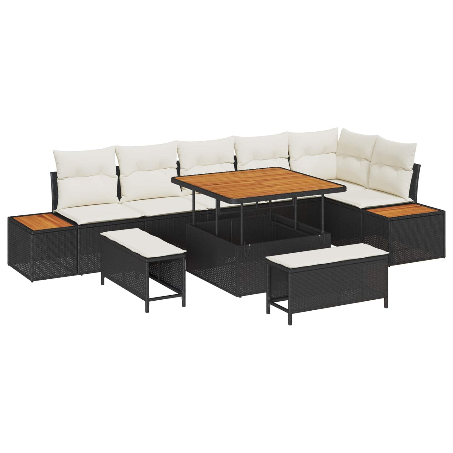 Tuinbankenset Met Kussen 9 Pcs En Crème