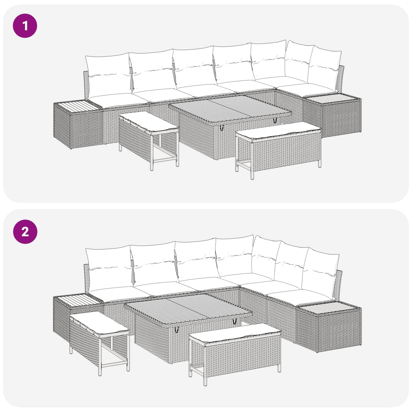 Tuinbankenset Met Kussen 9 Pcs En Crème