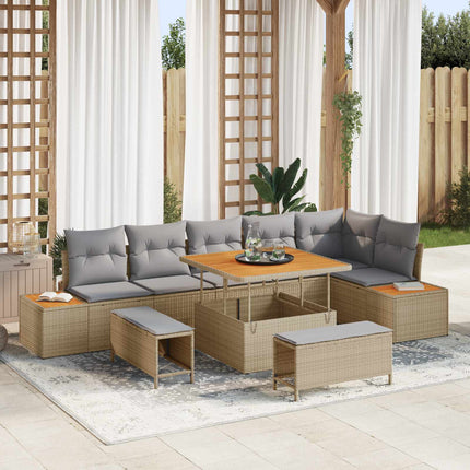Tuinbankenset Met Kussen 9 Pcs Zwart En Crème