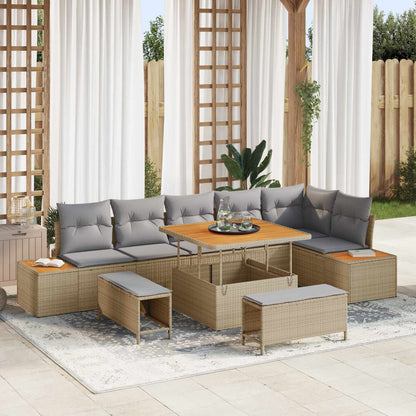 Tuinbankenset Met Kussen 9 Pcs En Crème