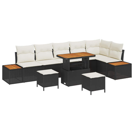Tuinbankenset Met Kussen 9 Pcs Zwart En Crème