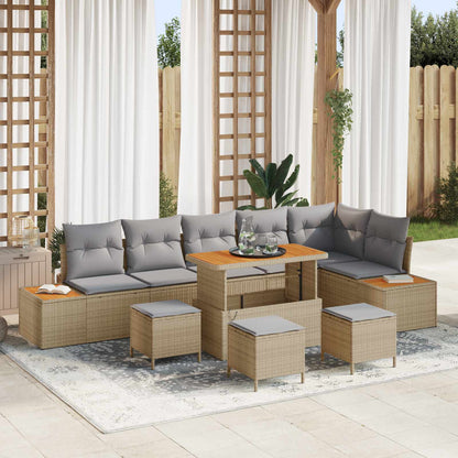 Tuinbankenset Met Kussen 9 Pcs En Crème
