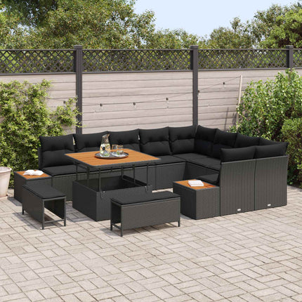 Tuinbankenset 12 Pcs Poly Riet En Poedercoated Staal