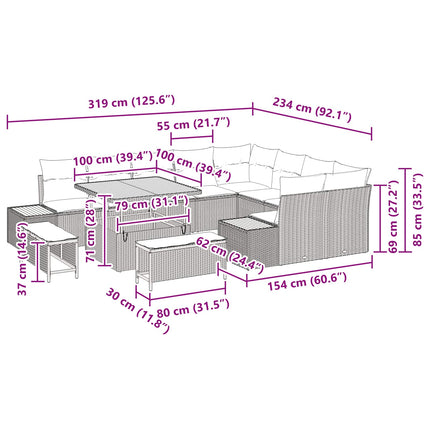 Tuinbankenset Met Kussen 12 Pcs En Licht Grijs
