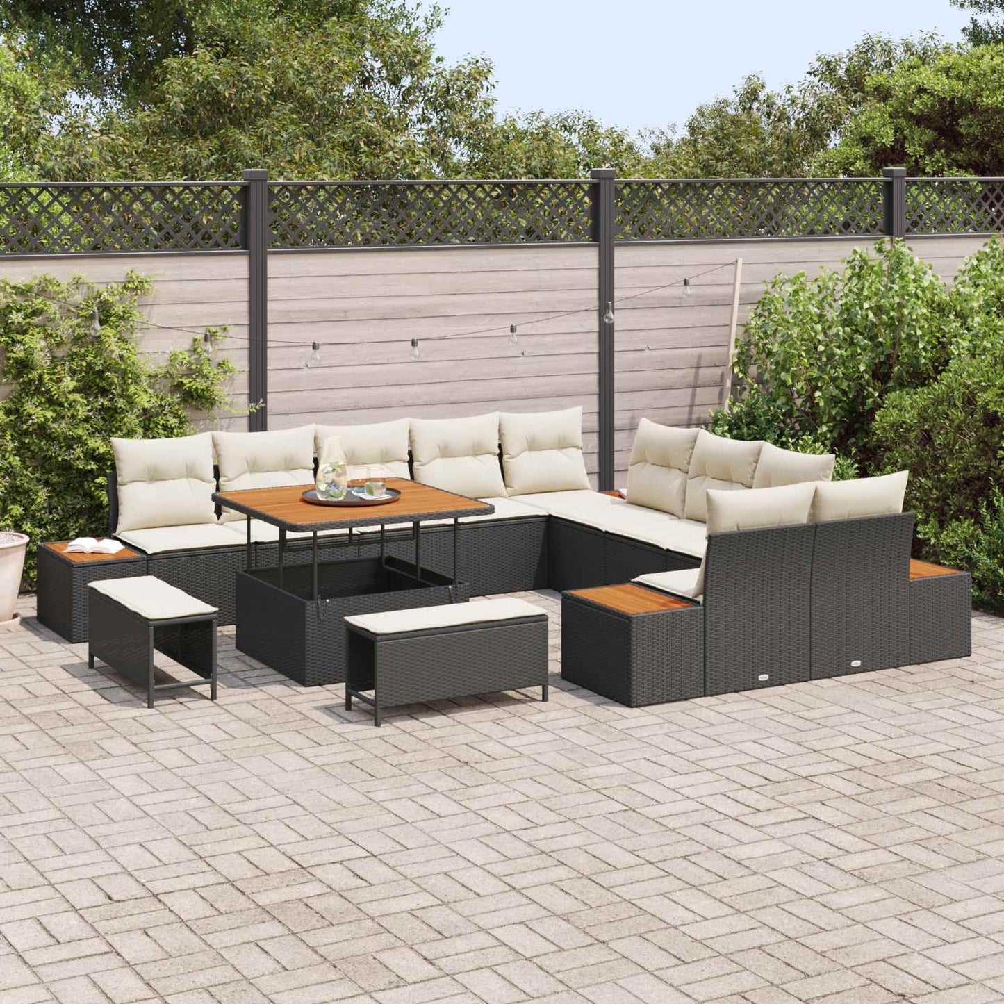 Tuinbankenset Met Kussen 13 Pcs En Crème