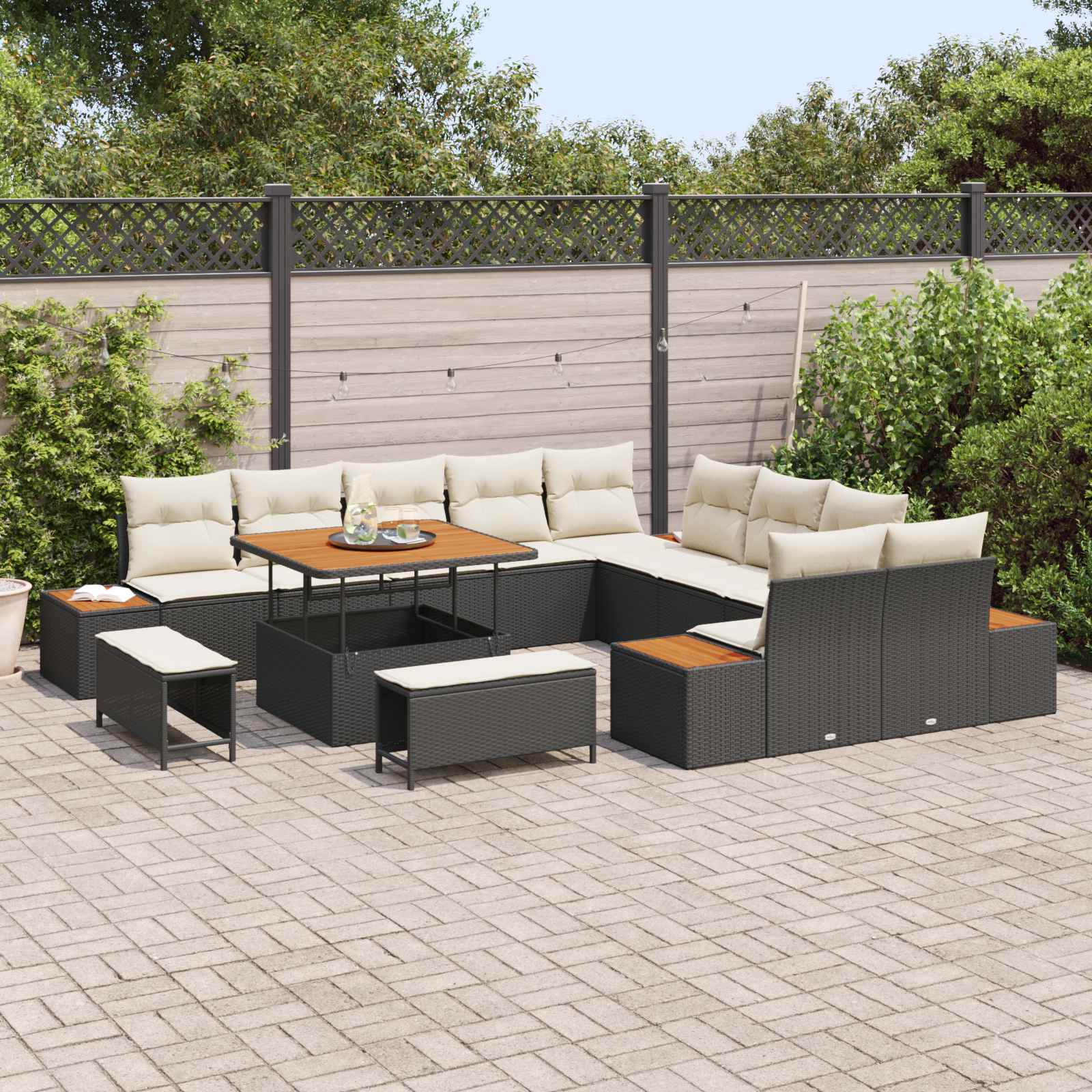 Tuinbankenset Met Kussen 13 Pcs En Crème