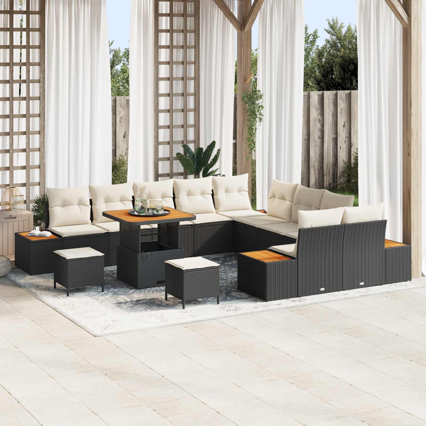 Tuinbankenset Met Kussen 13 Pcs En Crème