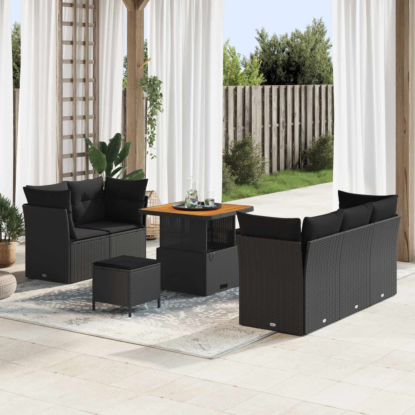 Tuin Sofa Set 8 Pcs Poly Riet En Gepoedercoat Staal