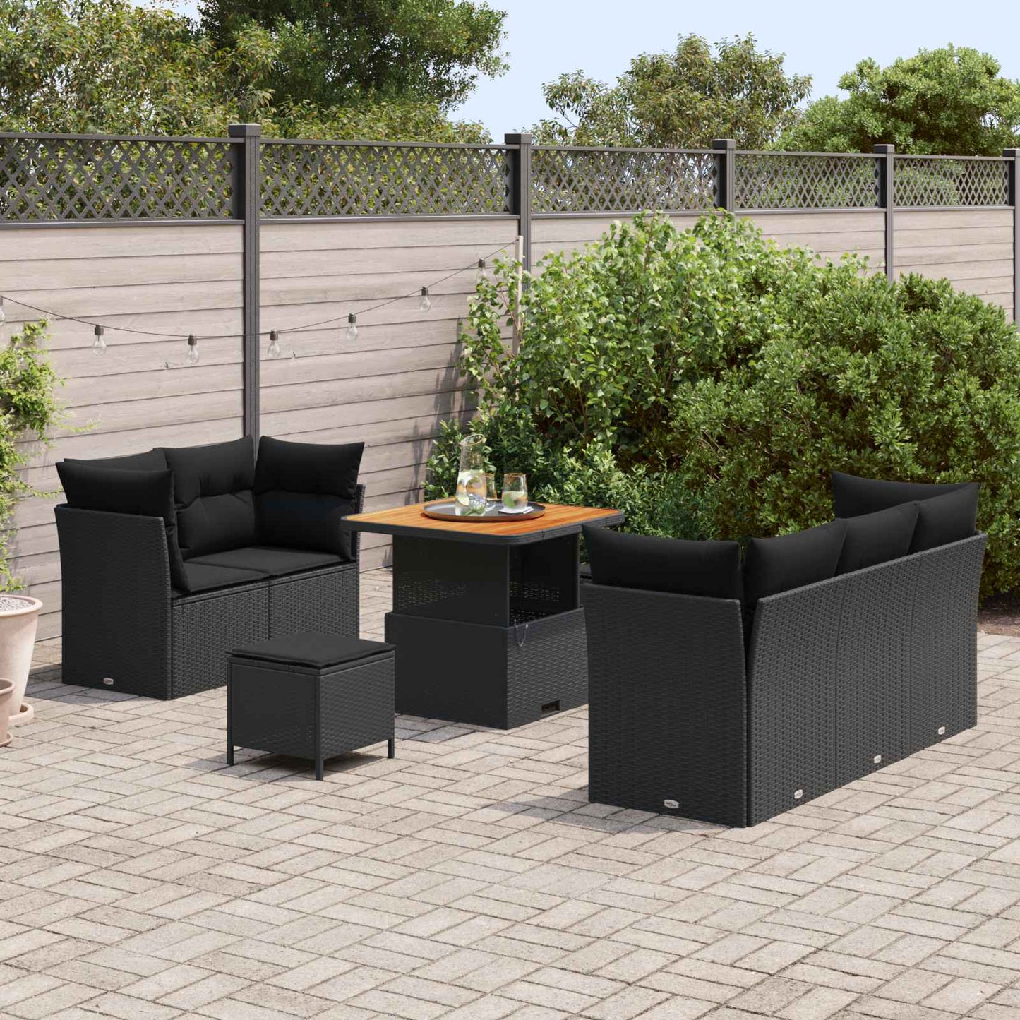 Tuin Sofa Set 8 Pcs Poly Riet En Gepoedercoat Staal