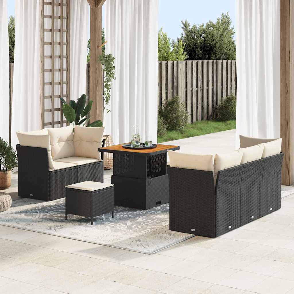 Tuin Sofa Set 8 Pcs Poly Riet En Gepoedercoat Staal
