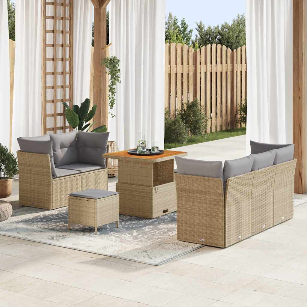 Tuin Sofa Set 8 Pcs Poly Riet En Gepoedercoat Staal