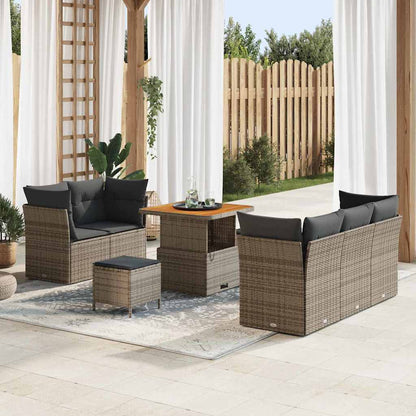 Tuin Sofa Set 8 Pcs Poly Riet En Gepoedercoat Staal