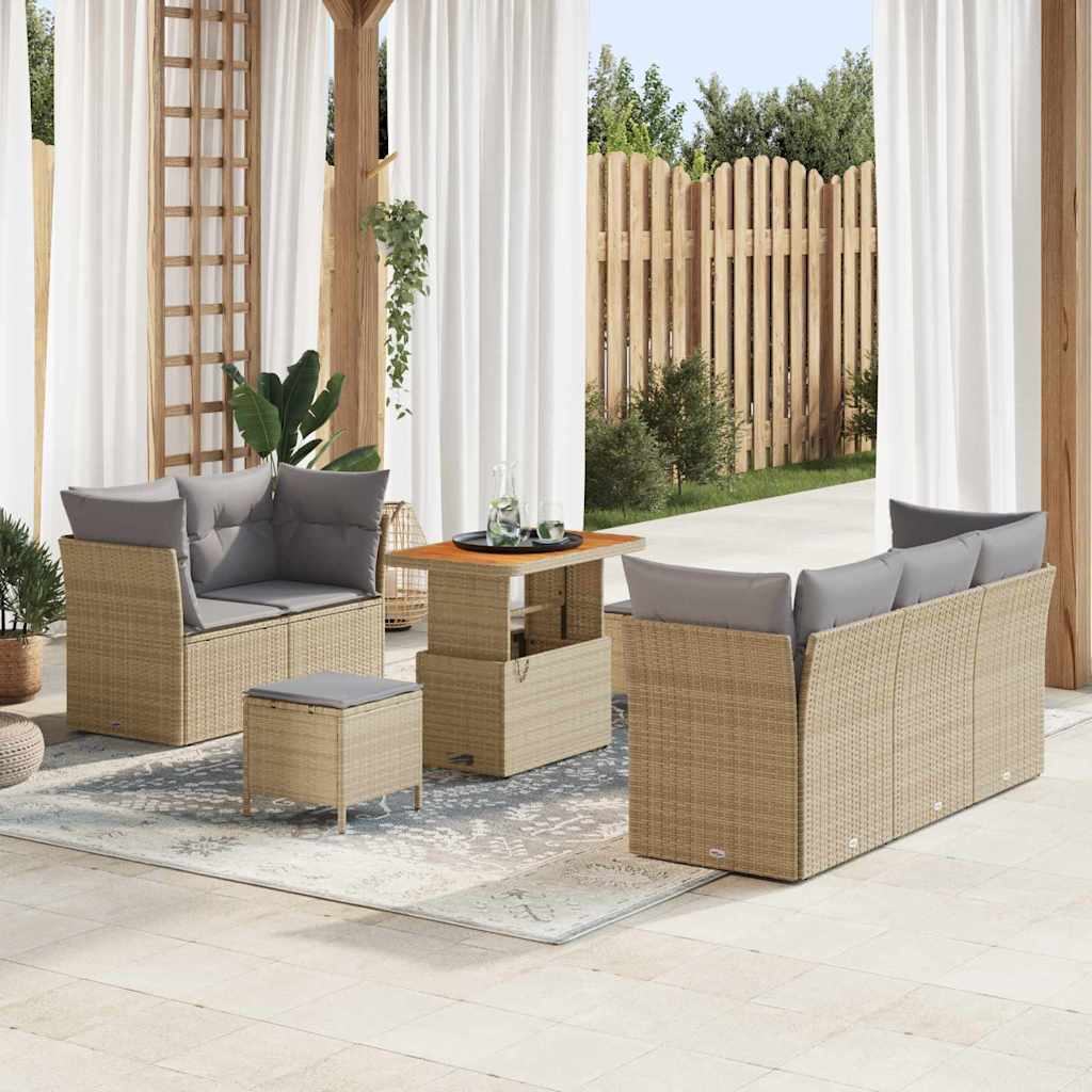 Tuin Sofa Set 8 Pcs Poly Riet En Gepoedercoat Staal