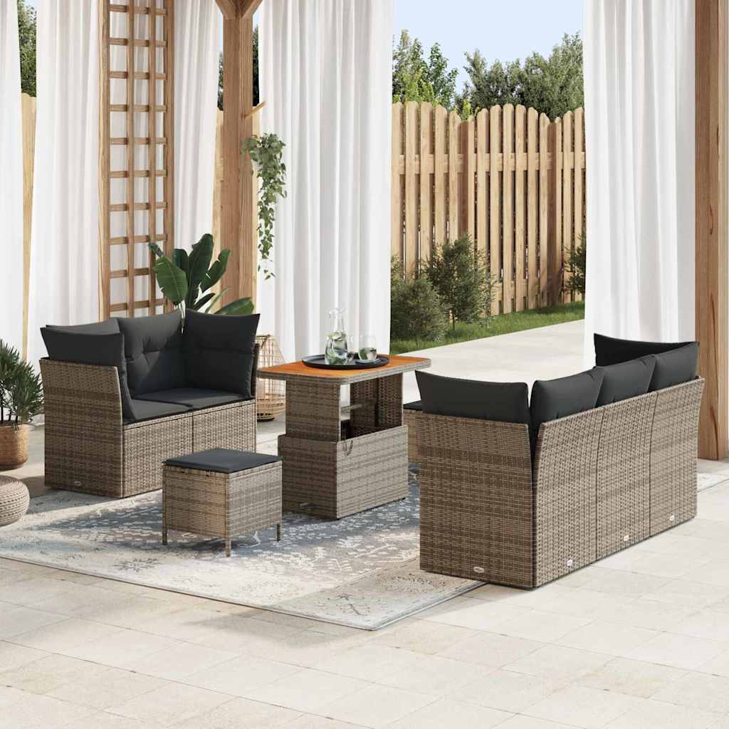 Tuin Sofa Set 8 Pcs Poly Riet En Gepoedercoat Staal