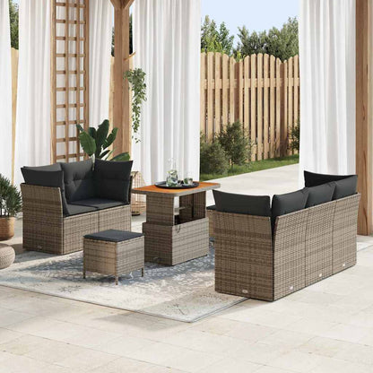 Tuin Sofa Set 8 Pcs Poly Riet En Gepoedercoat Staal