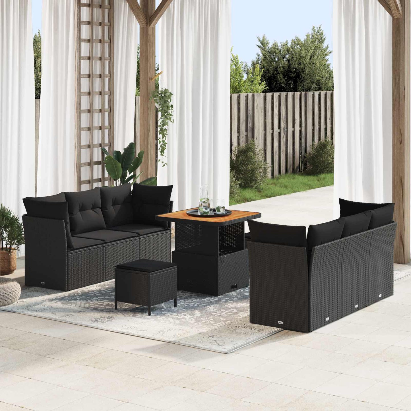 Tuin Sofa Set Met Kussen 9 Pcs Poly Rattan