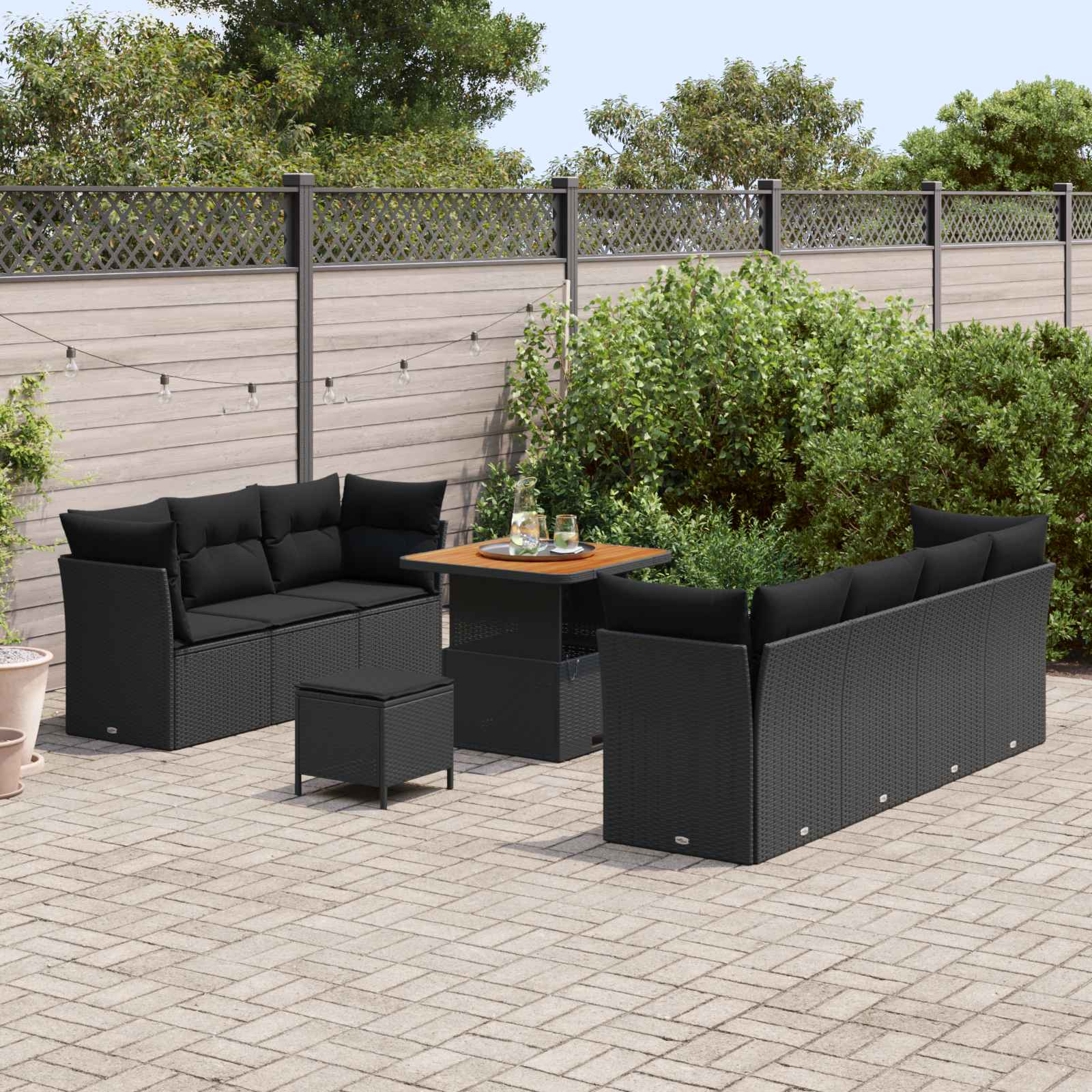 Tuin Sofa Set 10 Pcs Poly Rattan En Gepoedercoat Staal
