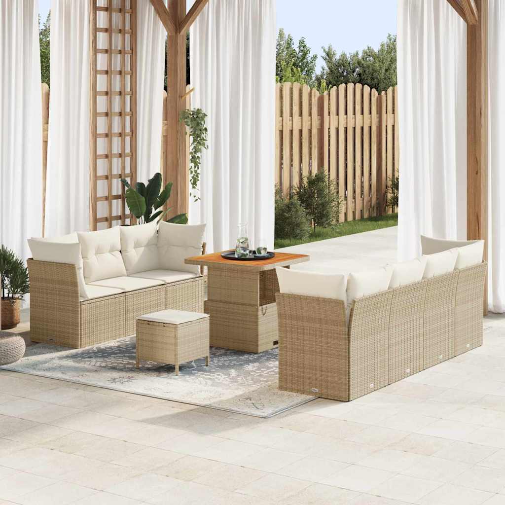 Tuin Sofa Set 10 Pcs Poly Rattan En Gepoedercoat Staal