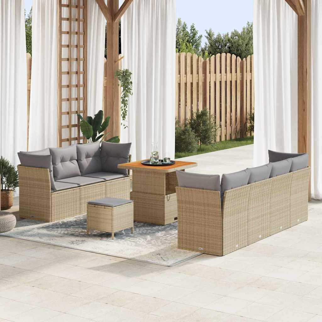 Tuin Sofa Set 10 Pcs Poly Rattan En Gepoedercoat Staal