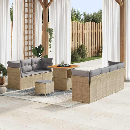 Tuin Sofa Set 10 Pcs Poly Rattan En Gepoedercoat Staal