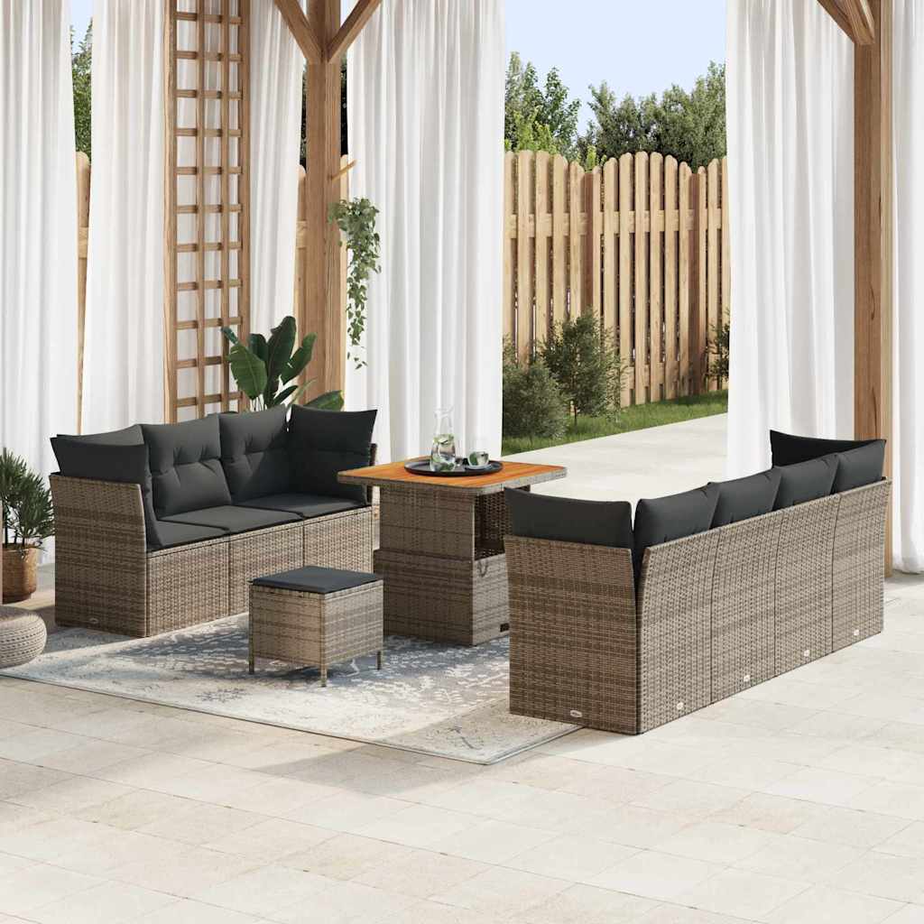 Tuin Sofa Set 10 Pcs Poly Rattan En Gepoedercoat Staal