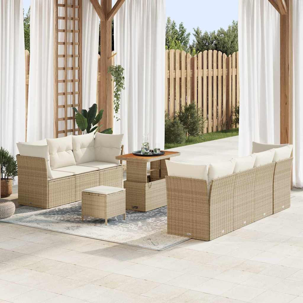 Tuin Sofa Set 10 Pcs Poly Rattan En Gepoedercoat Staal