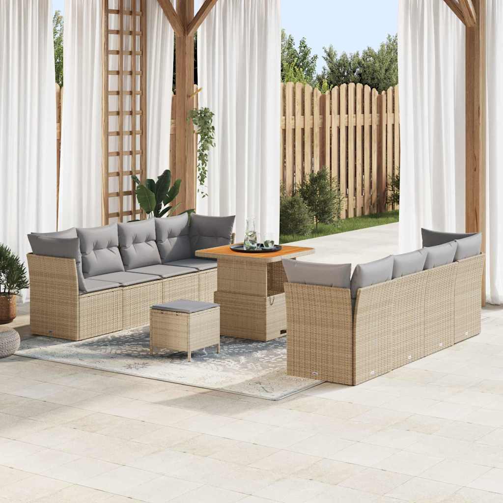 Tuin Sofa Set Met Kussen 11 Pcs Poly Rattan