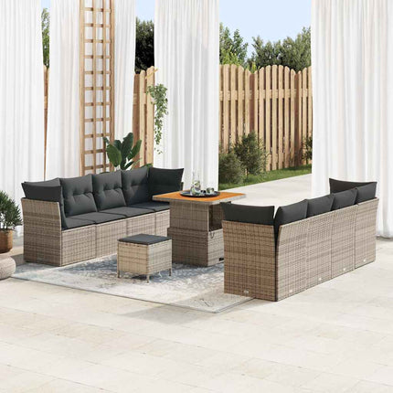 Tuin Sofa Set Met Kussen 11 Pcs En Crème Poly Rattan