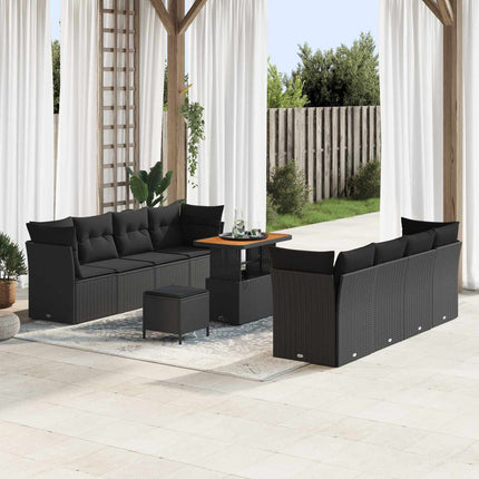 Tuin Sofa Set Met Kussen 11 Pcs En Crème Poly Rattan