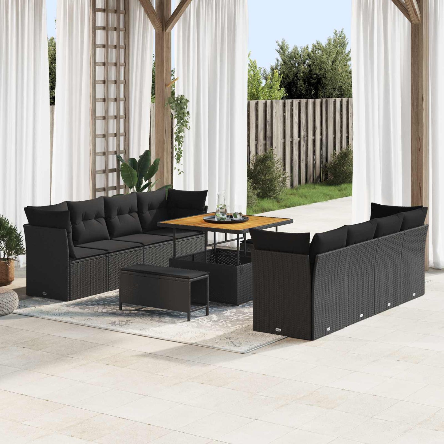 Tuin Sofa Set Met Kussen 11 Pcs Poly Rattan