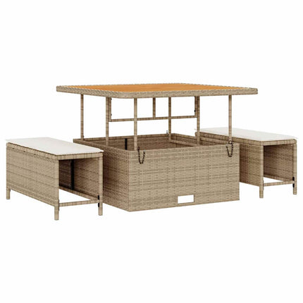 Tuin Sofa Set Met Kussen 11 Pcs En Crème Poly Rattan