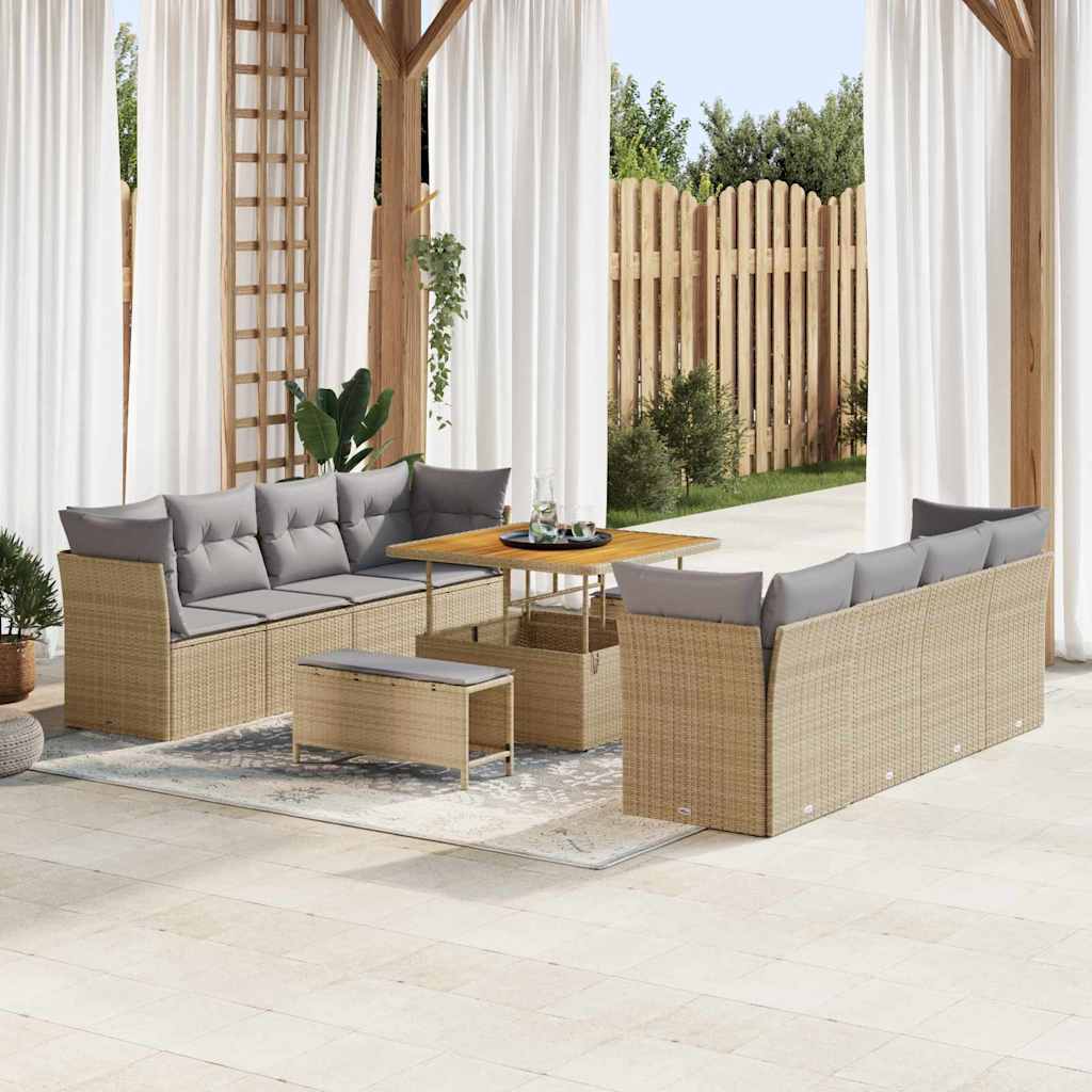 Tuin Sofa Set Met Kussen 11 Pcs Poly Rattan
