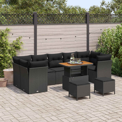 Tuin Sofa Set 10 Pcs Poly Rattan En Gepoedercoat Staal