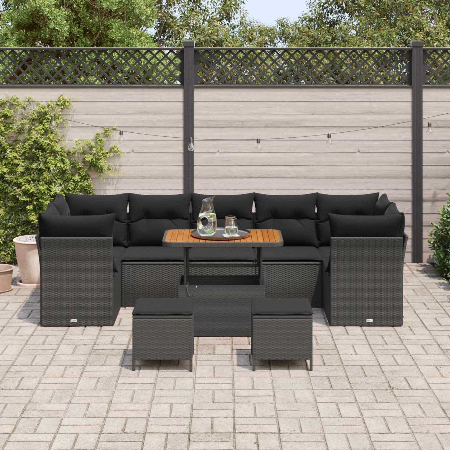 Tuin Sofa Set 10 Pcs Poly Rattan En Gepoedercoat Staal