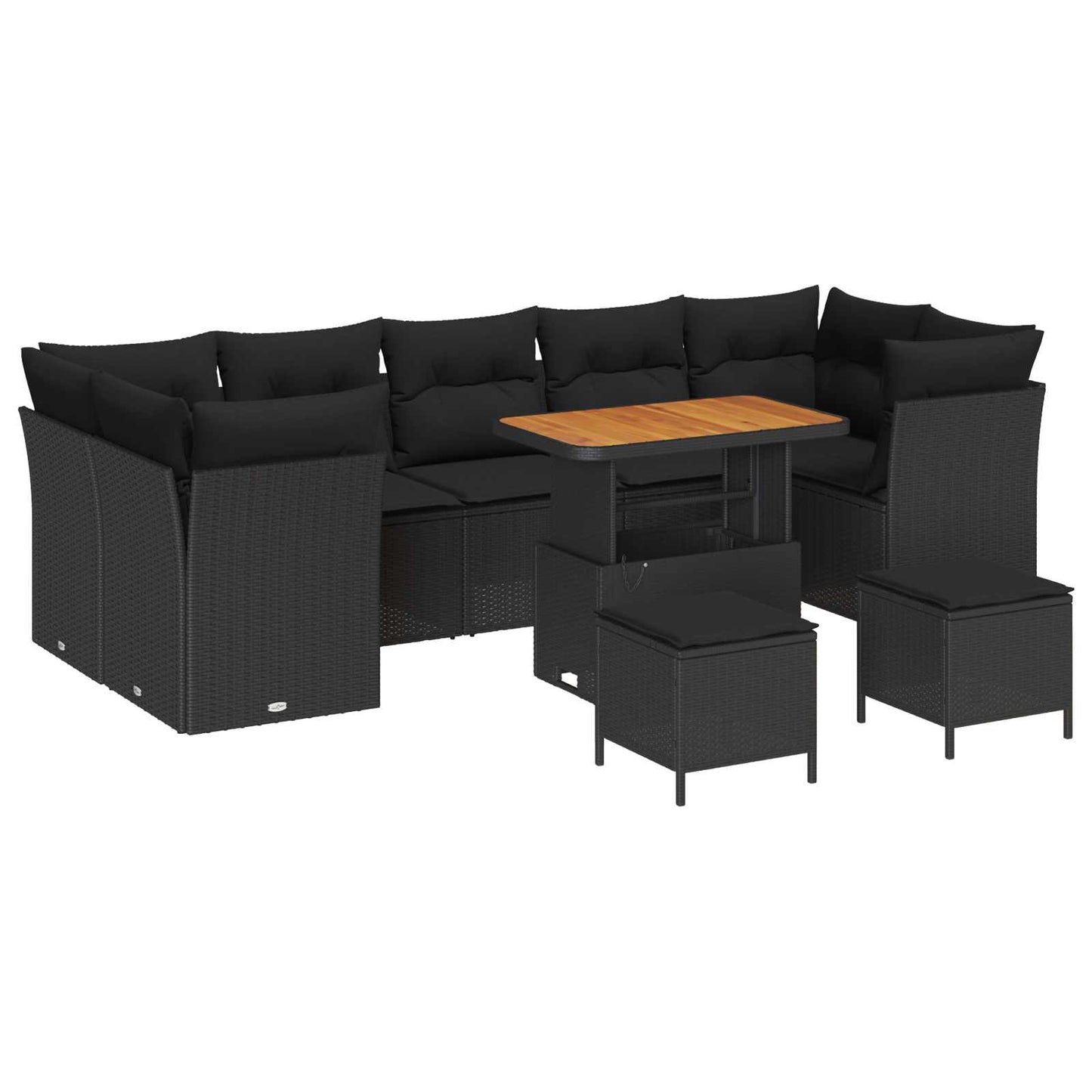 Tuin Sofa Set 10 Pcs Poly Rattan En Gepoedercoat Staal