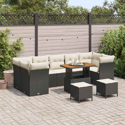 Tuin Sofa Set 10 Pcs Poly Rattan En Gepoedercoat Staal