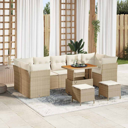 Tuin Sofa Set Met Kussen 10 Pcs En Crèmekleurig