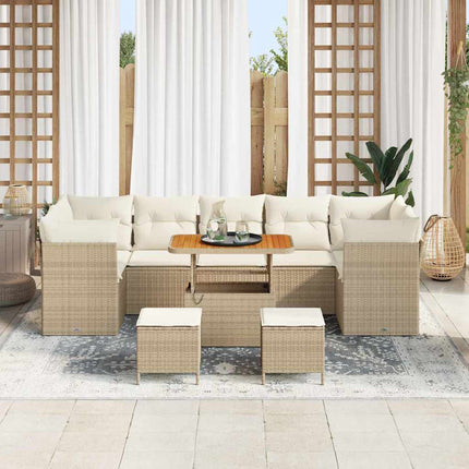 Tuin Sofa Set Met Kussen 10 Pcs En Crèmekleurig