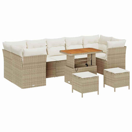 Tuin Sofa Set Met Kussen 10 Pcs En Crèmekleurig
