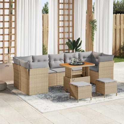 Tuin Sofa Set 10 Pcs Poly Rattan En Gepoedercoat Staal