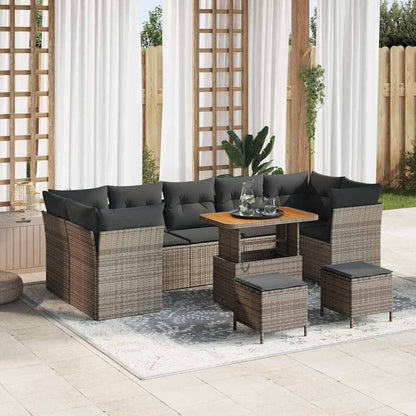 Tuin Sofa Set 10 Pcs Poly Rattan En Gepoedercoat Staal