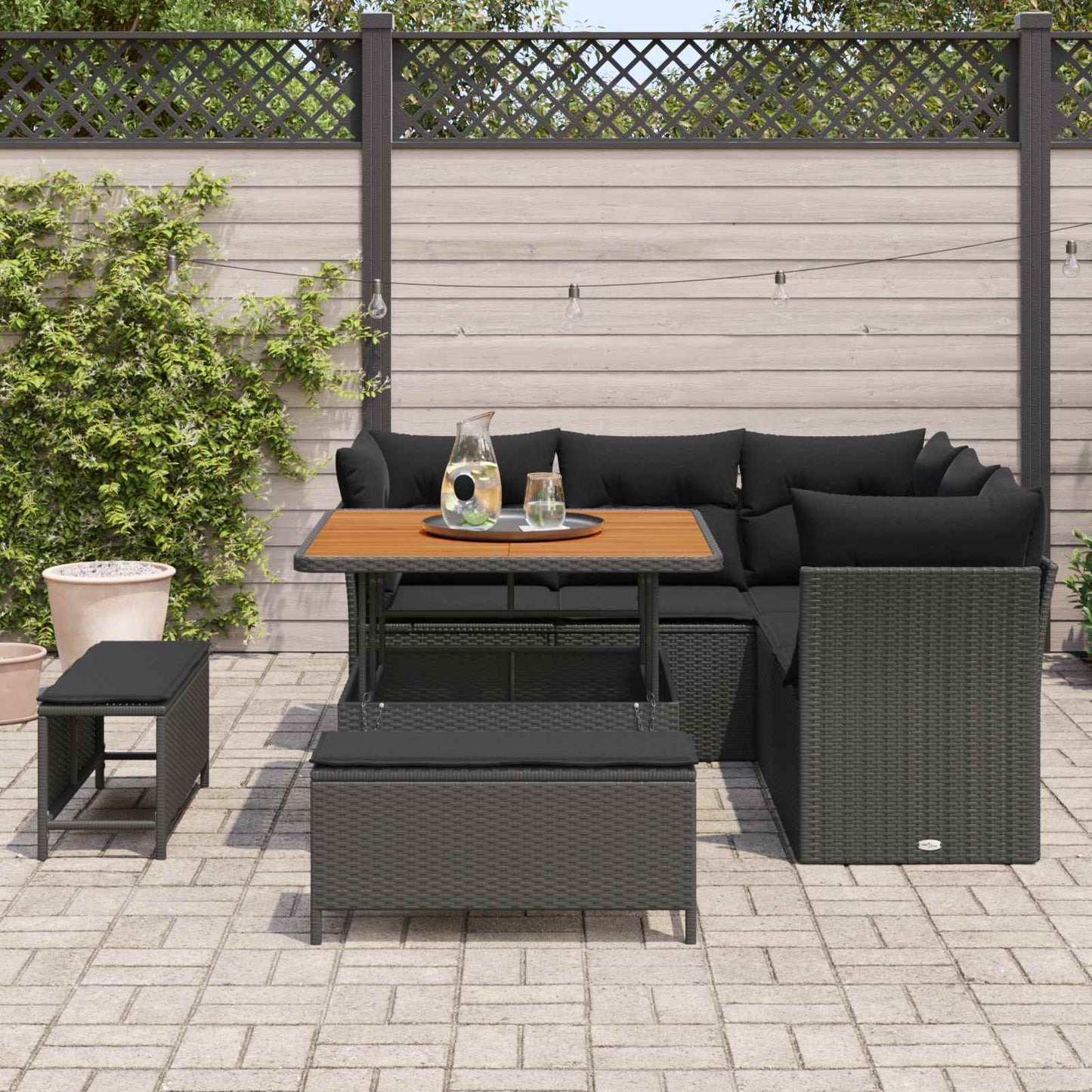 Tuin Sofa Set 8 Pcs Poly Riet En Gepoedercoat Staal
