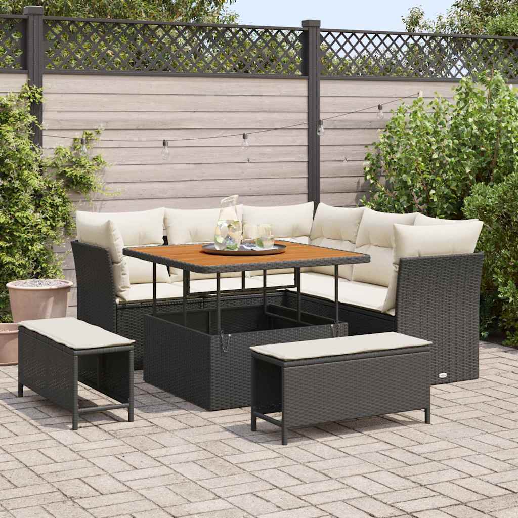 Tuin Sofa Set 8 Pcs Poly Riet En Gepoedercoat Staal