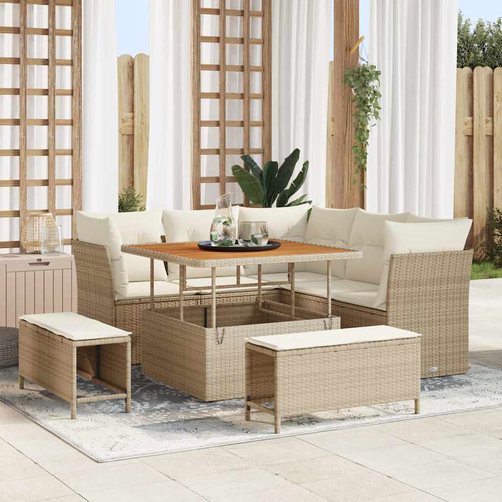 Tuin Sofa Set 8 Pcs Poly Riet En Gepoedercoat Staal