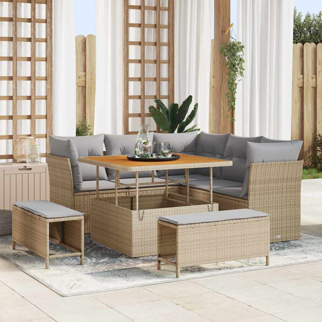Tuin Sofa Set 8 Pcs Poly Riet En Gepoedercoat Staal