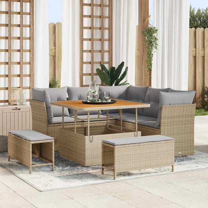Tuin Sofa Set 8 Pcs Poly Riet En Gepoedercoat Staal