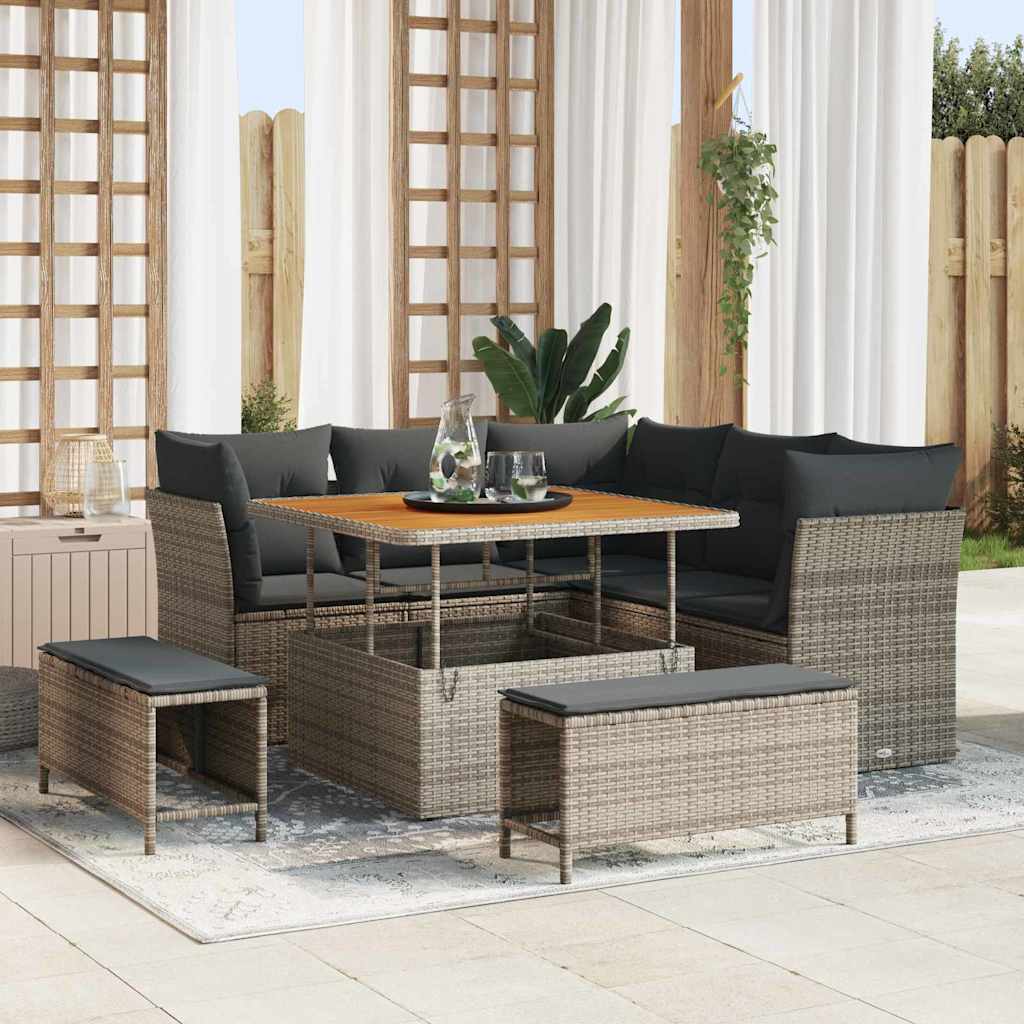 Tuin Sofa Set 8 Pcs Poly Riet En Gepoedercoat Staal