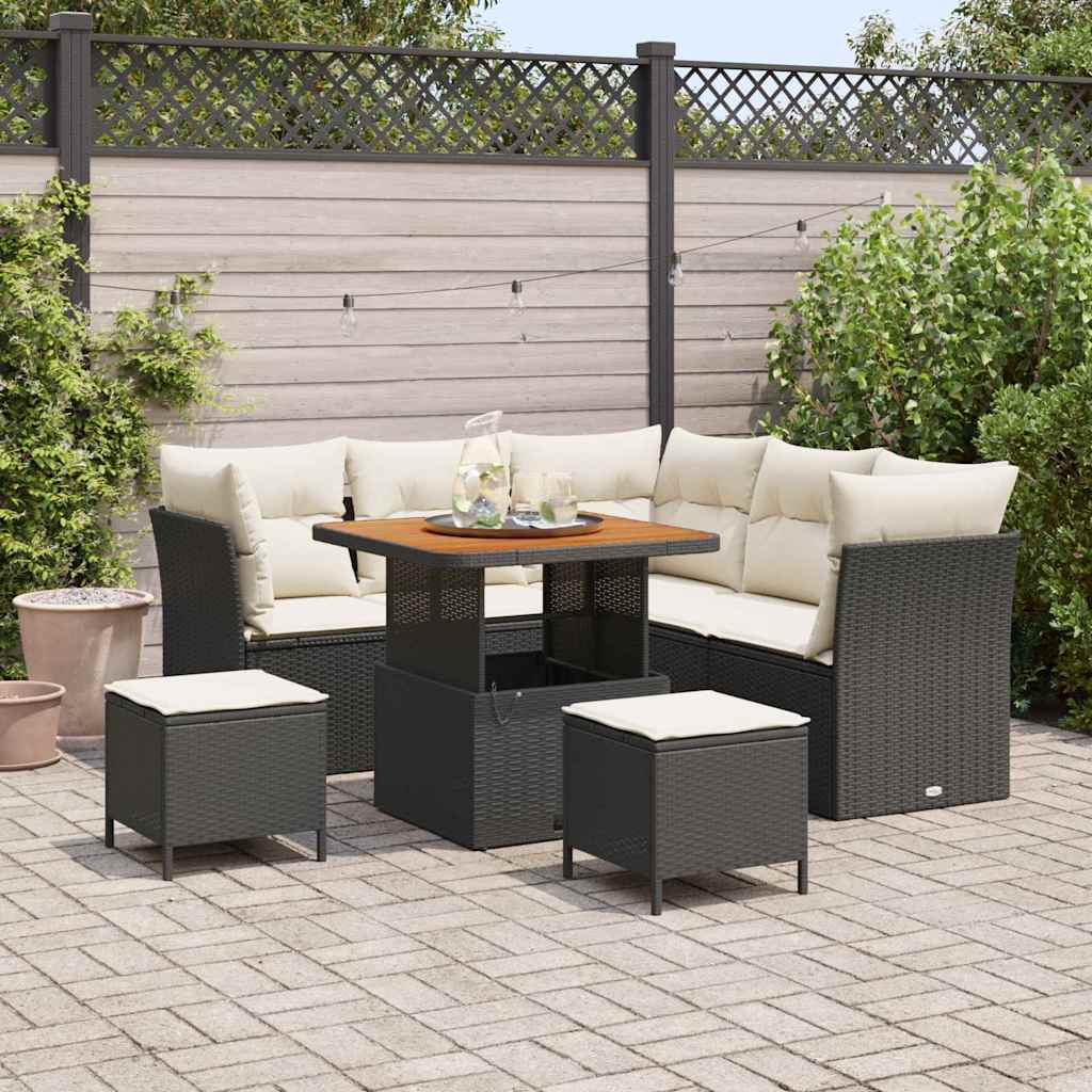 Tuin Sofa Set 8 Pcs Poly Riet En Gepoedercoat Staal