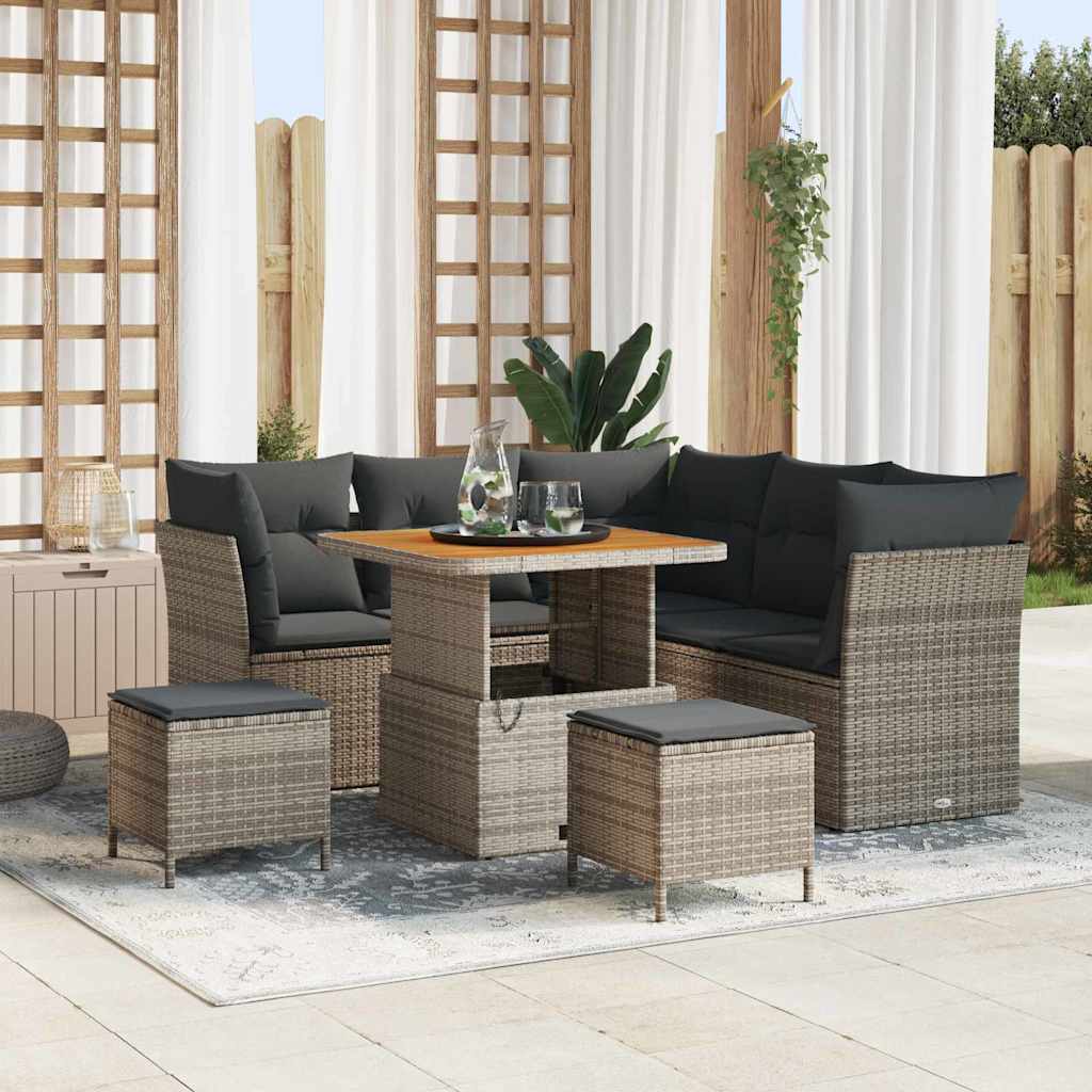 Tuin Sofa Set 8 Pcs Poly Riet En Gepoedercoat Staal